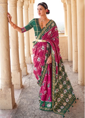 Magenta Patola Silk  Designer Saree