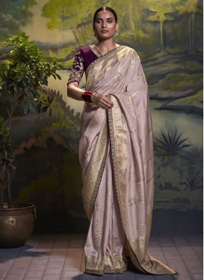 Dusty Rose Woven Silk Classic Saree