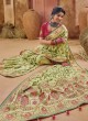 Light Mehndi Green Kachhi Work Banarasi Silk Saree