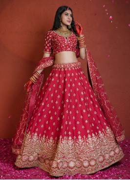 Magnificent Red Bridal Lehenga With Designer Choli