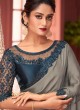 Gorgeous Grey Georgette Laced Saree