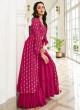 Deep Pink Georgette Sharara Set with Embroidered Jacket
