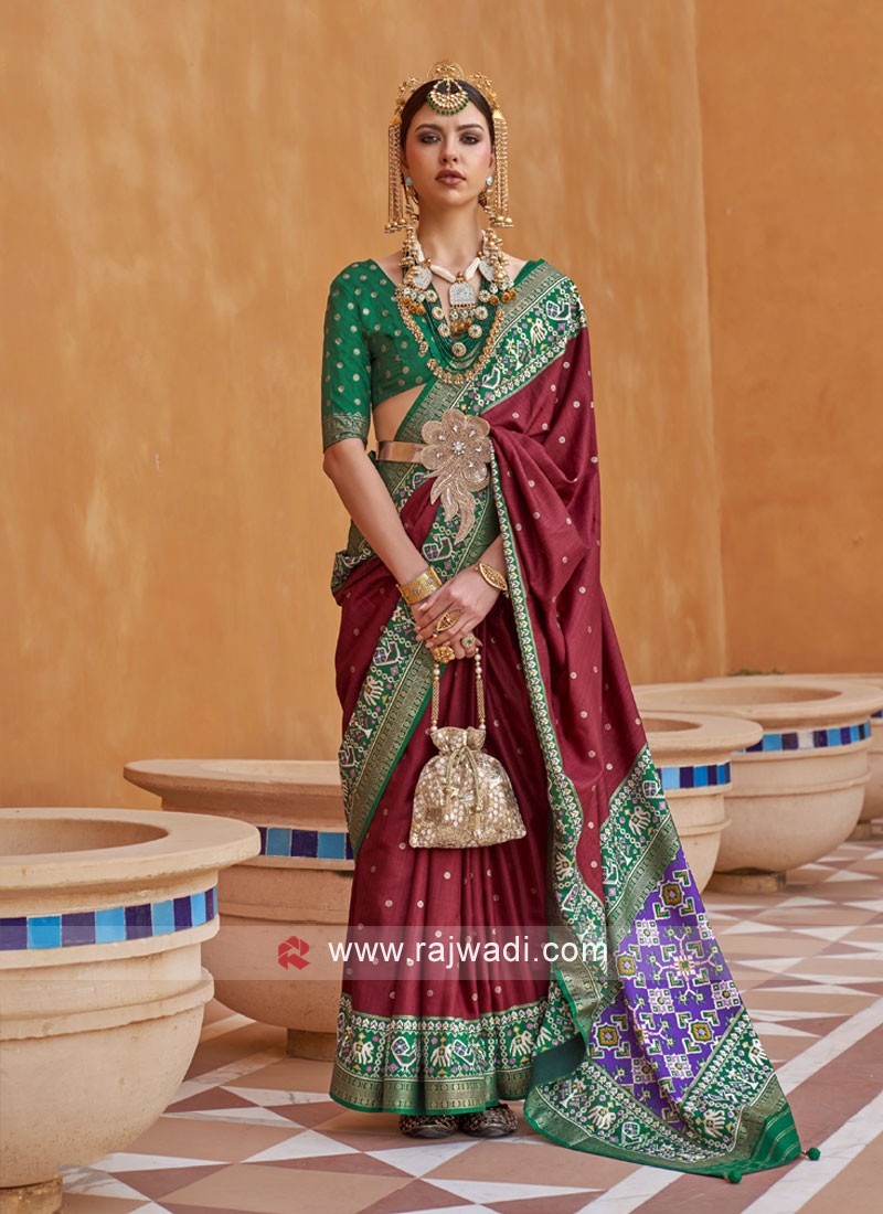 White And Green Combination Silk Saree – jusson