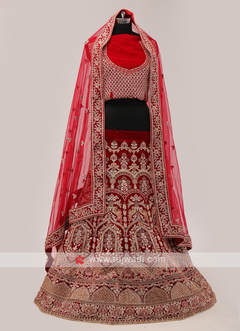 Buy Red Raw Silk And Chiffon Embroidery Gota & Thread Bridal Lehenga Set  For Women by Shyam Narayan Prasad Online at Aza Fashions.