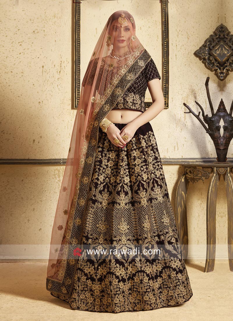 maroon bride lehenga choli 13362