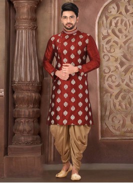 Maroon Designer Dhoti Style Kurta Set