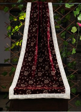 Maroon Designer Dupatta With Zari Work