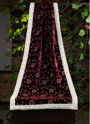 Maroon Designer Dupatta With Zari Work