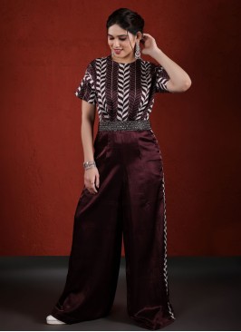 Maroon Designer Jumpsuit for Women