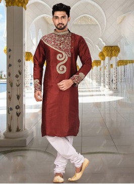 Maroon Designer Kurta Pajama