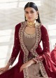 Maroon Embroidered Jacket Style Anarkali Suit