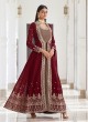 Maroon Embroidered Jacket Style Anarkali Suit