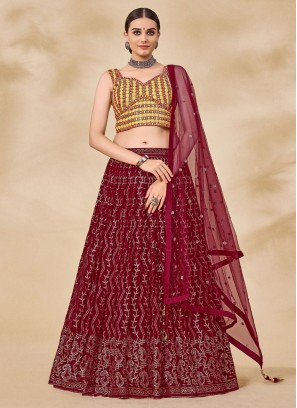 Maroon Georgette Readymade Lehenga Choli