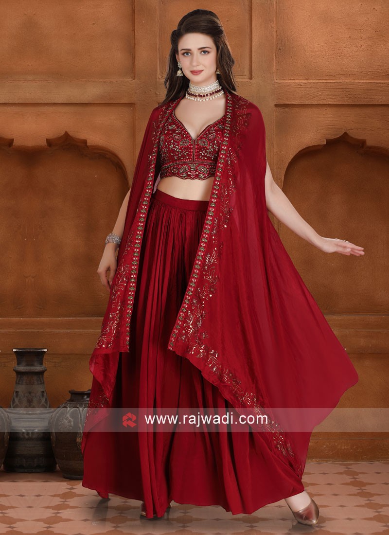 Red and Maroon Lehenga - Buy Designer Red Lehenga Choli