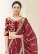 Maroon Organza Designer Saree