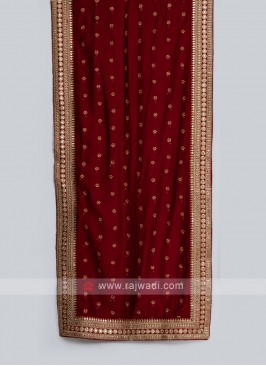 Maroon Raw Silk Sherwani Dupatta