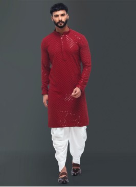 Maroon Sequins Embellished Indowestern Set