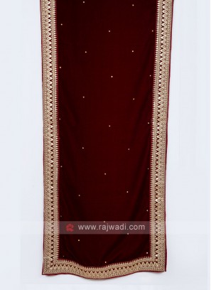 Maroon Velvet Dupatta