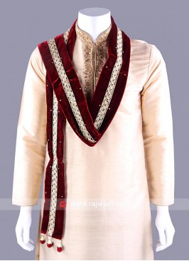 Maroon Velvet Dupatta with Latkan