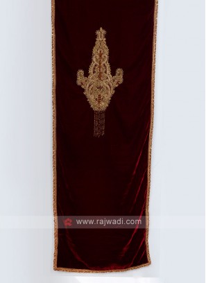 Maroon Velvet groom Dupatta