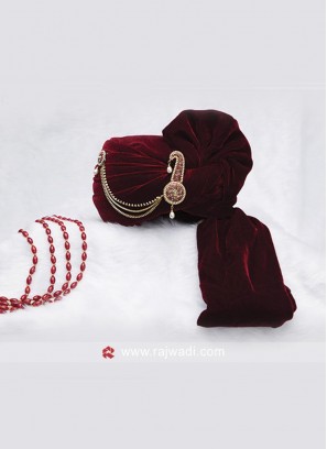 Maroon Velvet Groom Turban