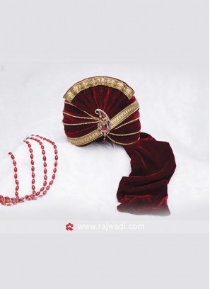 Maroon Velvet Royal Groom Turban