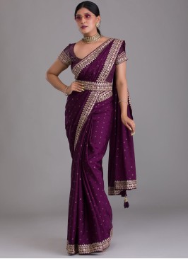 Marvelous Purple Sequins Art Silk Saree
