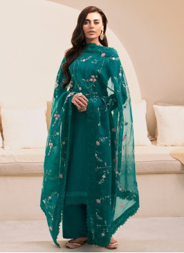 Marvelous Green Embroidered Salwar Suit