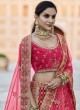 Marvelous Velvet Pink Embroidered Lehenga Choli