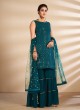 Masterly Georgette Green Sequins Designer Palazzo Suit