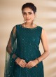 Masterly Georgette Green Sequins Designer Palazzo Suit