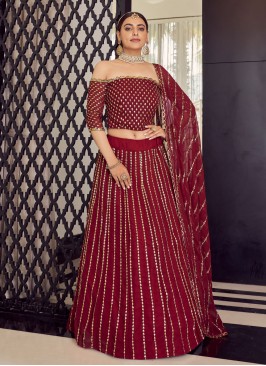 Designer Maroon Zari and Sequins Embellished Lehenga Choli