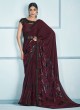 Wine Color Designer Lycra Trendy Saree