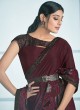 Wine Color Designer Lycra Trendy Saree