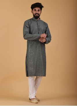 Mehendi Green Lucknowi Work Kurta Pajama