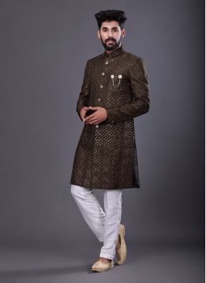 Mehndi Green Indowestern For Men