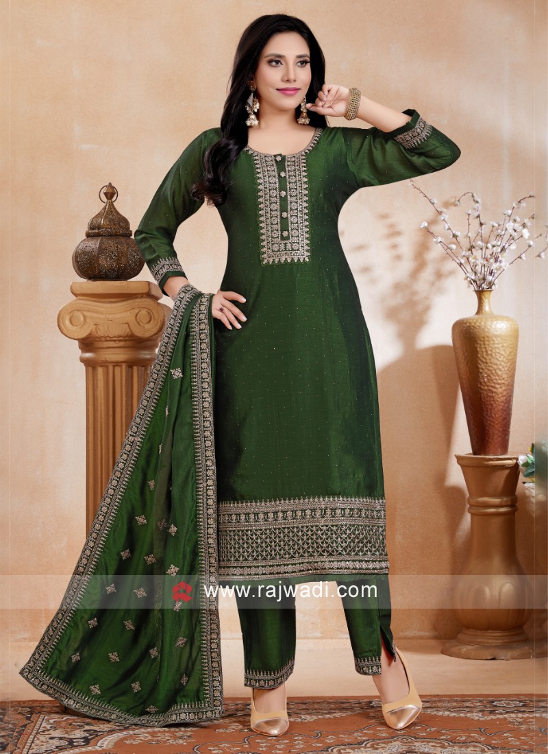 Olive Green Sequins Embroidered Georgette Salwar Suit, Georgette Salwar  Suits, जोर्जेट सलवार कमीज - Maia Nava, Bengaluru | ID: 2851808006097