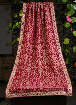 Men's Wedding Red Embroidered Dupatta