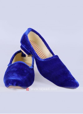 Mens Blue Velvet Mojari