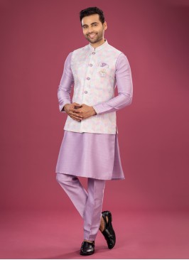 Mens Lavender Color Nehru Jacket Set