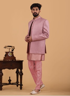 Mens Onion Pink Jacket Style Indowestern