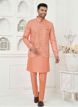 Mens Printed Nehru Jacket Set For Wedding