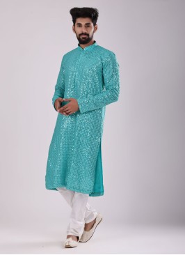 Mens Sequins Work Kurta Pajama