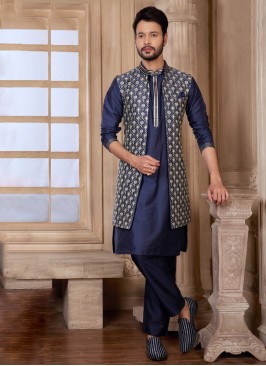 Mens Thread Embroidered Nehru Jacket Set