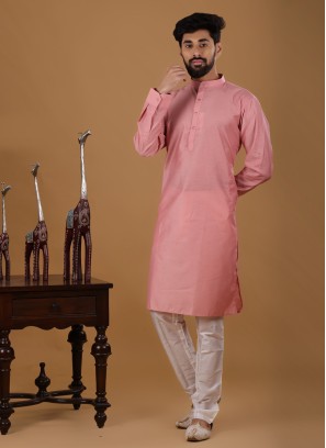 Mens wear Pink Terry Cotton Kurta Pajama