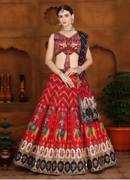 Mesmerizing Crimson Silk Festive Lehenga Choli