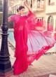 Hot Pink Organza Ruffle Saree With Embroidered Blouse