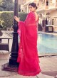 Hot Pink Organza Ruffle Saree With Embroidered Blouse