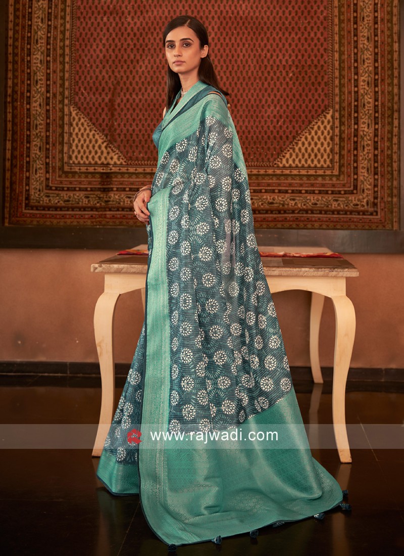 Mesmerizing Pashnima Silk Fancy Teal Designer Traditional Saree