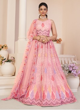 Mesmerizing Pink Soft Net Lehenga Choli